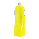 REIKO MICRO USB 2 AMP DUAL USB PORTS CAR CHARGER IN YELLOW