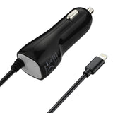 REIKO 8PIN CAR CHARGER WITH BUILT IN USB CABLE IN BLACK FOR IPHONE 6/ 6S/ 6 PLUS/ 6S PLUS/ IPHONE 7/ IPHONE 7 PLUS