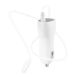 REIKO 8PIN CAR CHARGER WITH BUILT IN USB CABLE IN WHITE FOR IPHONE 6/ 6S/ 6 PLUS/ 6S PLUS/ IPHONE 7/ IPHONE 7 PLUS