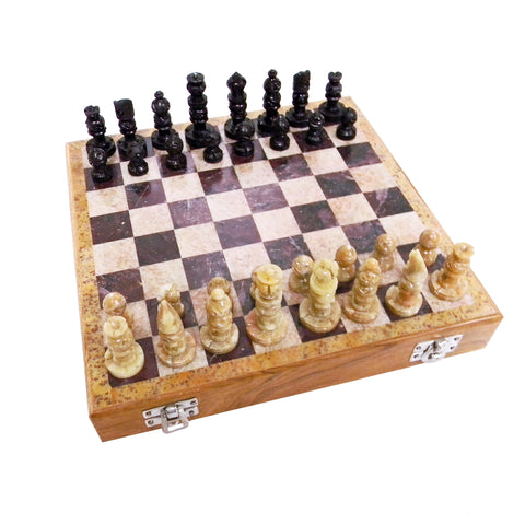 Carved Soapstone 10-in. Chess Set