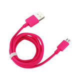 REIKO BRAIDED MICRO USB DATA CABLE 3.3FT IN HOT PINK