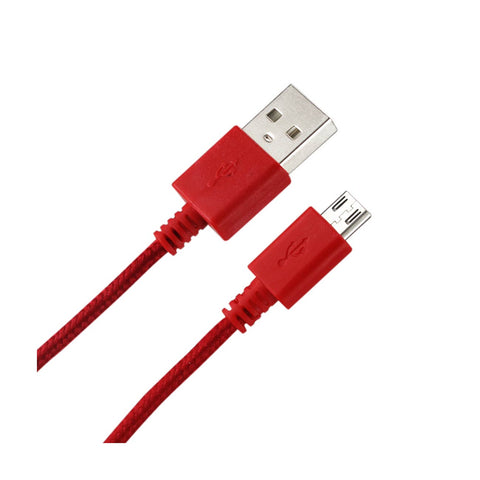 REIKO BRAIDED MICRO USB DATA CABLE 3.3FT IN RED