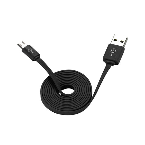 REIKO FLAT MICRO USB DATA CABLE 3.2FT IN BLACK