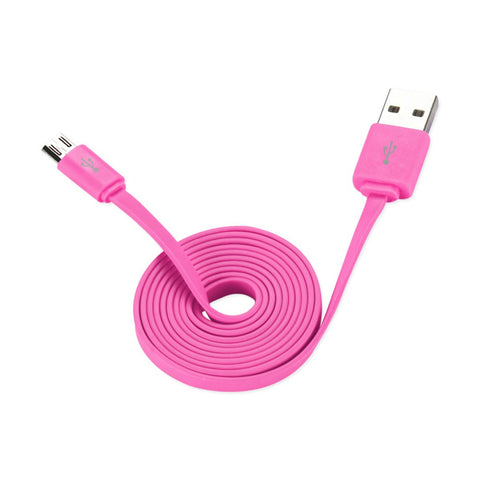 REIKO FLAT MICRO USB DATA CABLE 3.2FT IN PINK