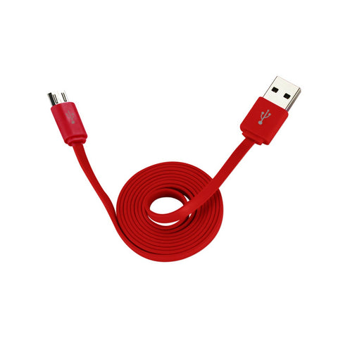 REIKO FLAT MICRO USB DATA CABLE 3.2FT IN RED