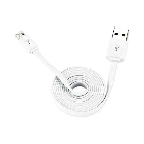 REIKO FLAT MICRO USB DATA CABLE 3.2FT IN WHITE