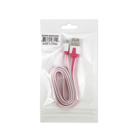 REIKO MICRO USB FLAT USB DATA CABLE 3.2FT IN HOT PINK