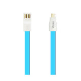 REIKO FLAT MAGNETIC GOLD PLATED MICRO USB DATA CABLE 0.7 FOOT IN BLUE