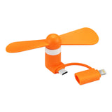 MINI FAN 2-IN-1 FOR IPHONE/ IPAD AND ANDROID IN ORANGE