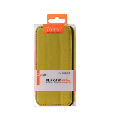 REIKO IPHONE 5/5S/SE FLIP FOLIO CASE WITH STAND IN YELLOW