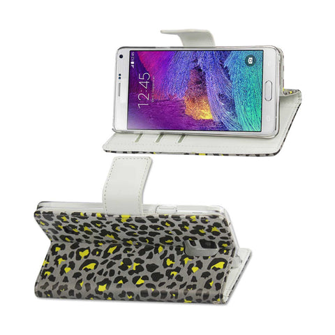 REIKO SAMSUNG GALAXY NOTE 4 3-IN-1 ANIMAL LEOPARD PRINT WALLET CASE IN SILVER