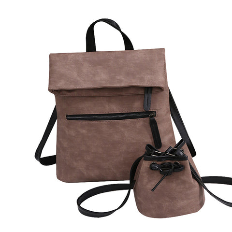 Women Vintage Leather Female Backpack Bags + Shoulder Bags