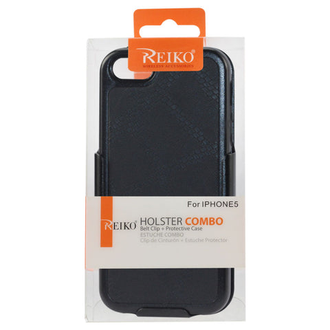REIKO IPHONE SE/ 5S/ 5 HOLSTER COMBO CASE WITH KICKSTAND IN BLACK