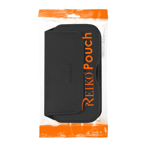 REIKO HORIZONTAL LEATHER POUCH IPHONE 6/ 6S 4.7INCH PLUS-BLACK WITH BELT HOOPS AND MAGNETIC INNER SIZE 5.84X3.04X0.67INCH