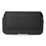 REIKO HORIZONTAL LEATHER POUCH SAMSUNG NOTE 4/ NOTE 3 PLUS-BLACK WITH BELT HOOPS AND MAGNETIC INNER SIZE: 6.44X3.49X0.73INCH
