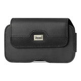 REIKO HORIZONTAL LEATHER POUCH MOTOROLA DROID X MB810 WITH METAL LOGO IN BLACK (5.42X2.98X0.79 INCHES PLUS)