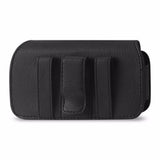 REIKO HORIZONTAL LEATHER POUCH IPHONE 6/ 6S/ 7 WITH METAL LOGO IN BLACK (5.59X2.79X0.42 INCHES SLIM)