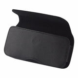 REIKO HORIZONTAL LEATHER POUCH IPHONE 6/ 6S/ 7 WITH METAL LOGO IN BLACK (5.59X2.79X0.42 INCHES SLIM)