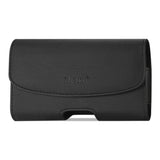REIKO LEATHER HORIZONTAL PHONE POUCH HTC HD2 T8585 WITH EMBOSSED LOGO IN BLACK (5.16X3.04X0.83 INCHES PLUS)