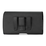 REIKO LEATHER HORIZONTAL PHONE POUCH HTC HD2 T8585 WITH EMBOSSED LOGO IN BLACK (5.16X3.04X0.83 INCHES PLUS)