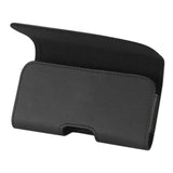 REIKO LEATHER HORIZONTAL PHONE POUCH HTC HD2 T8585 WITH EMBOSSED LOGO IN BLACK (5.16X3.04X0.83 INCHES PLUS)