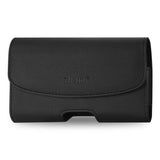 HORIZONTAL LEATHER POUCH IPHONE 6 PLUS/ 6S PLUS/ 7 PLUS/ SAMSUNG GALAXY S8 EDGE WITH EMBOSSED LOGO IN BLACK(6.62X3.46X0.68INCHES PLUS)