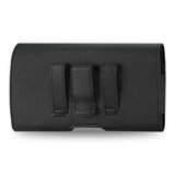 HORIZONTAL LEATHER POUCH IPHONE 6 PLUS/ 6S PLUS/ 7 PLUS/ SAMSUNG GALAXY S8 EDGE WITH EMBOSSED LOGO IN BLACK(6.62X3.46X0.68INCHES PLUS)