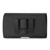 REIKO HORIZONTAL LEATHER POUCH XXL WITH EMBOSSED LOGO IN BLACK (5.12X2.91X0.94 INCHES PLUS)