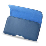 REIKO SMOOTH HORIZONTAL LEATHER POUCH NAVY IN CARDBOARD PACKAGING