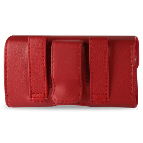 REIKO SMOOTH HORIZONTAL LEATHER POUCH RED COLOR IN CARDBOARD PACKAGING