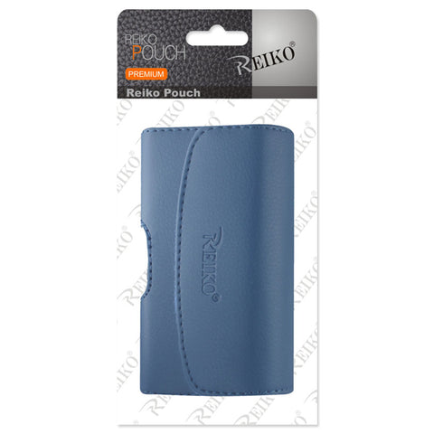 REIKO SMOOTH HORIZONTAL LEATHER POUCH NAVY IN CARDBOARD PACKAGING