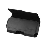 REIKO HORIZONTAL LEATHER POUCH Samsung Galaxy S4/ I9300 WITH Z LID PATTERN WITH EMBOSSED LOGO IN BLACK (5.53x2.90x0.46inches Slim)