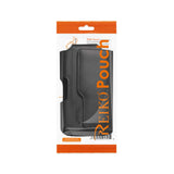 REIKO HORIZONTAL LEATHER POUCH Samsung Galaxy S4/ I9300 WITH Z LID PATTERN WITH EMBOSSED LOGO IN BLACK (5.53x2.90x0.46inches Slim)