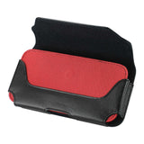 REIKO LEATHER HORIZONTAL POUCH SAMSUNG GALAX S3/ I9300 WITH RED BEE NEST INTERIOR IN BLACK (5.75X3.1X0.7 INCHES PLUS)