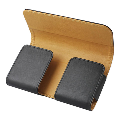 REIKO LEATHER HORIZONTAL POUCH IPHONE 5 WITH EASY TAKE OUT DESIGN IN BLACK (5.27x2.71x0.70 INCHES PLUS)