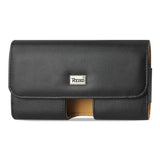 REIKO HORIZONTAL LEATHER  POUCH SAM S4 WITH EASY TAKE OUT DESIGN IN BLACK (5.53x2.90x0.46 INCHES SLIM)