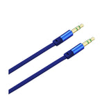 REIKO STEREO MALE TO MALE FLAT AUDIO CABLE 3.2FT IN BLUE