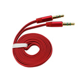 REIKO STEREO MALE TO MALE FLAT AUDIO CABLE 3.2FT IN RED