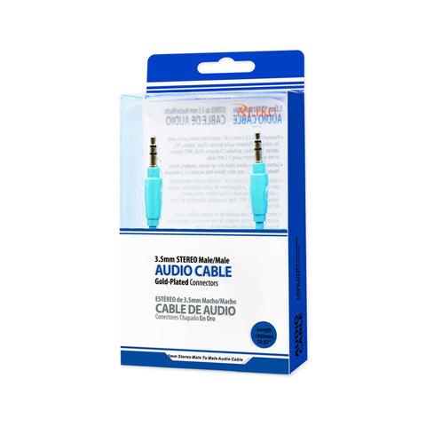 REIKO STEREO MALE TO MALE AUDIO CABLE 3.2FT IN BLUE