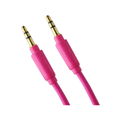 REIKO STEREO MALE TO MALE AUDIO CABLE 3.2FT IN HOT PINK