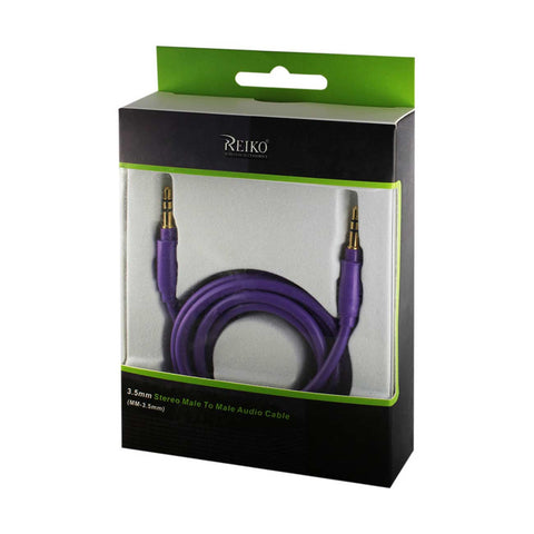 REIKO STEREO MALE TO MALE AUDIO CABLE 3.2FT IN PURPLE
