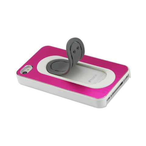 REIKO IPHONE 4/4S ALUMINUM CASE WITH BEND BACK KICKSTAND IN HOT PINK WHITE
