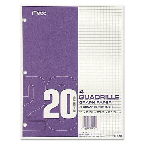 Graph Paper, Quadrille (4 Sq/in), 8 1/2 X 11, White, 20 Sheets/pad, 12 Pads/pack