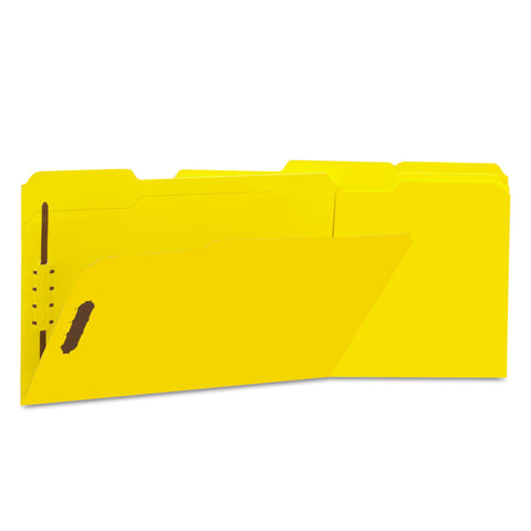 Deluxe Reinforced Top Tab Folders, 2 Fasteners, 1/3 Tab, Legal, Yellow, 50/box