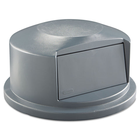 Round Brute Dome Top Receptacle, Push Door, 24 13/16 X 12 5/8, Gray