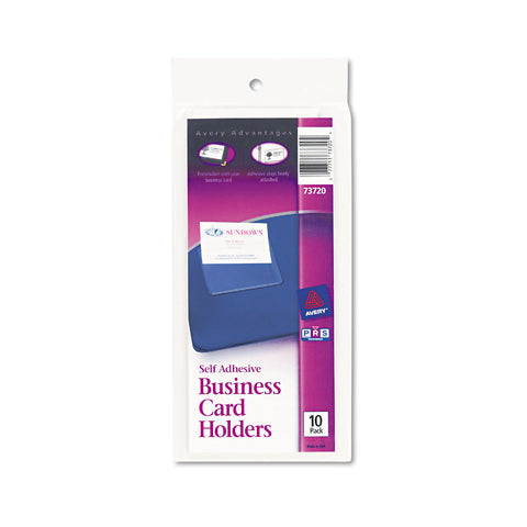 Self-Adhesive Business Card Holders, Top Load, 3-1/2 X 2, Clear, 10/pack
