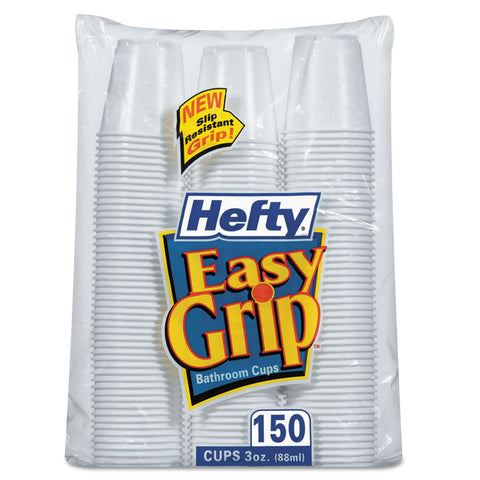 Easy Grip Disposable Plastic Bathroom Cups, 3oz, White, 150/pack