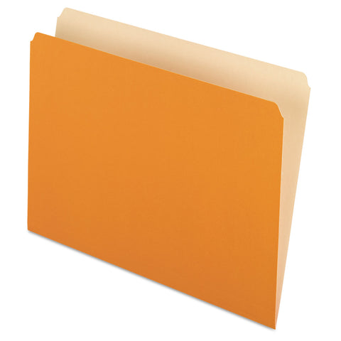 Colored File Folders, Straight Top Tab, Letter, Orange/light Orange, 100/box