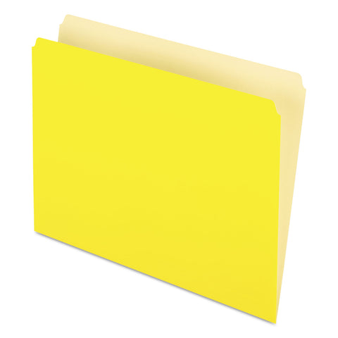 Colored File Folders, Straight Top Tab, Letter, Yellow/light Yellow, 100/box