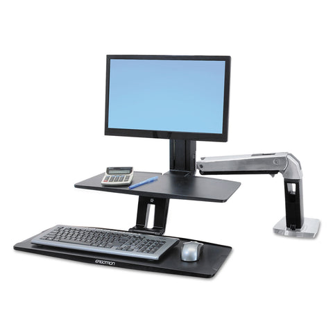 Workfit-A Sit-Stand Workstation W/suspended Keyboard, Single Ld, Aluminum/black